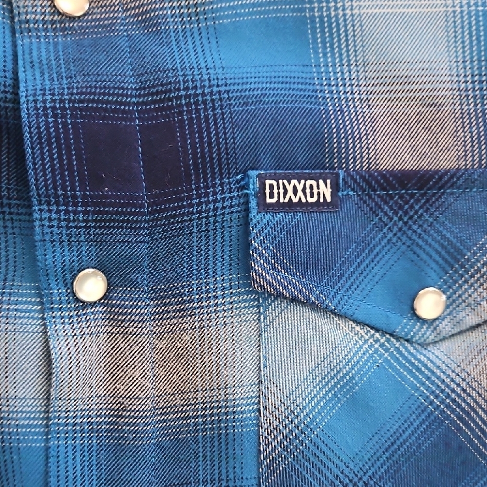DIXXON Men's "California Roots" Casual Blue and White Plaid Shirt - Picture 3 of 5